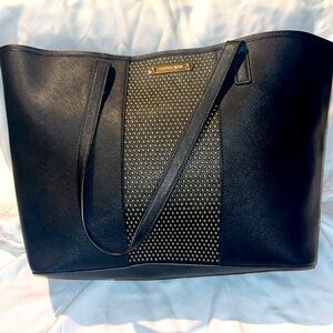 Michael Kors Black Micro Stud Center Stripe Tote